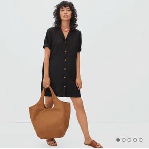 NWT xs black Everlane Linen Workwear Dress